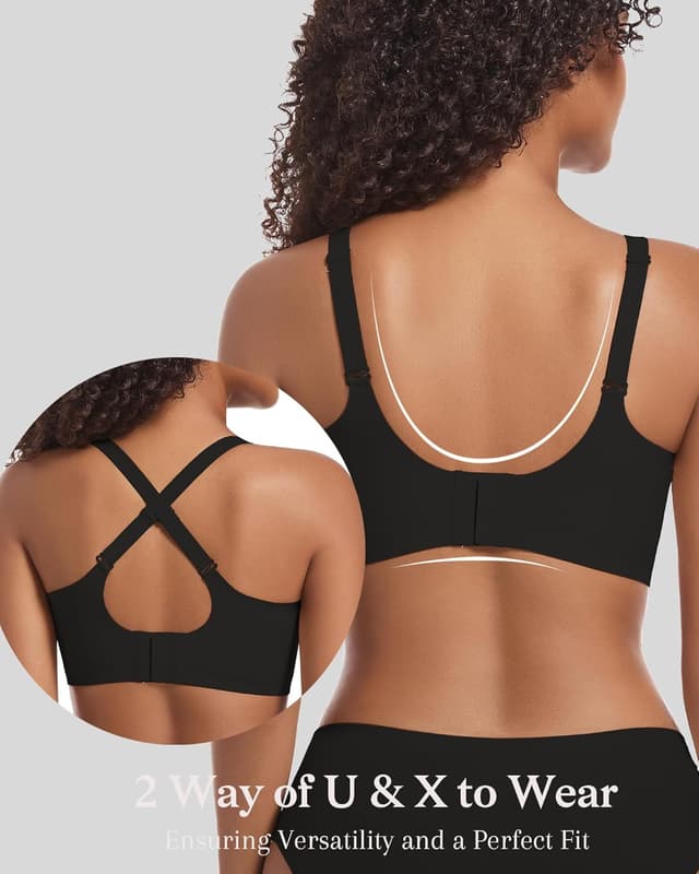 Detalle 2 de Vinfact Women’s Plunge V Floral Non Wired Push Up Padded Everyday Bra