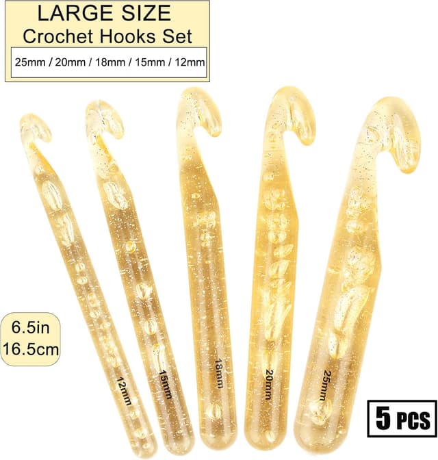 Detalle de Lot de 5 grands crochets Coopay pour laine épaisse (12 à 25 mm) + 10 marqueurs de maille