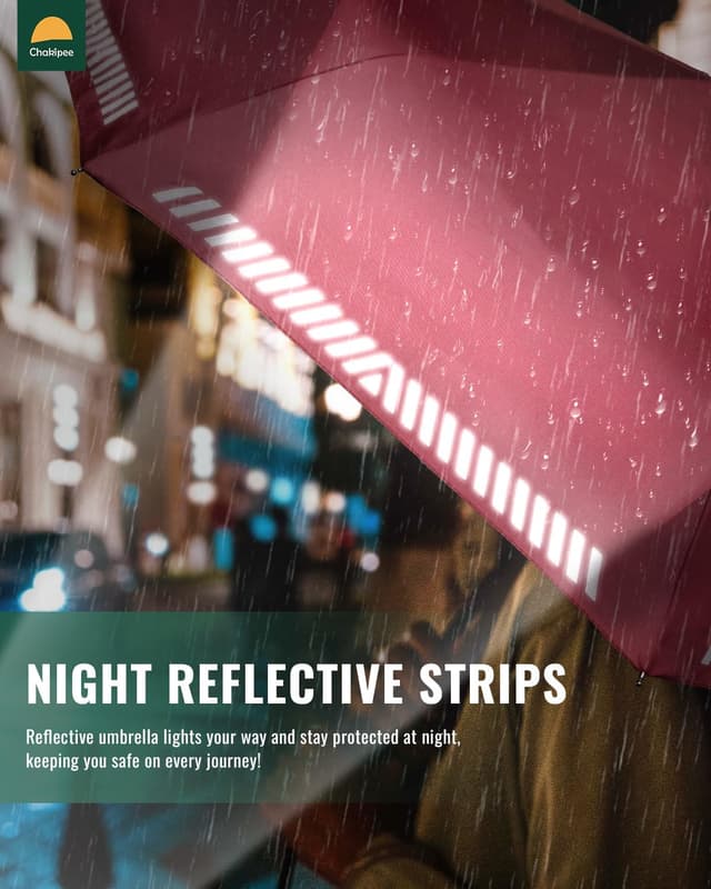 Detalle 2 de Sturmfester Regenschirm 370 g mit Reflexstreifen