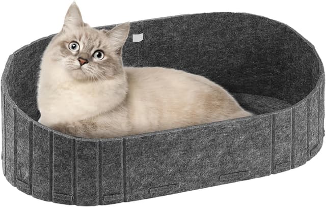 Detalle de LUPATDY Katzenbett aus Filz – großer Katzenkorb Indoor 61 x 33,5 cm in Grau