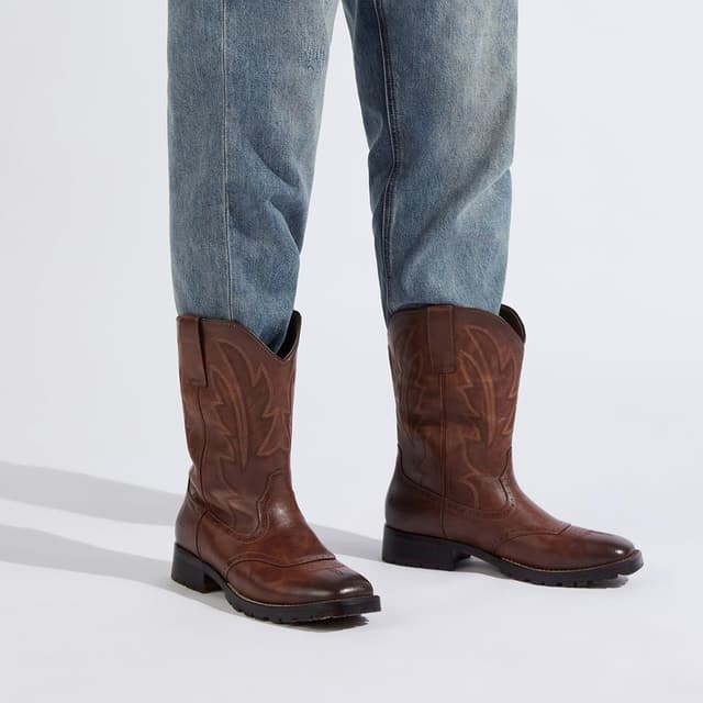 Thumbnail 6 de Rollda Cowboy Boots Men Square Toe Mid-Calf 123° Heel