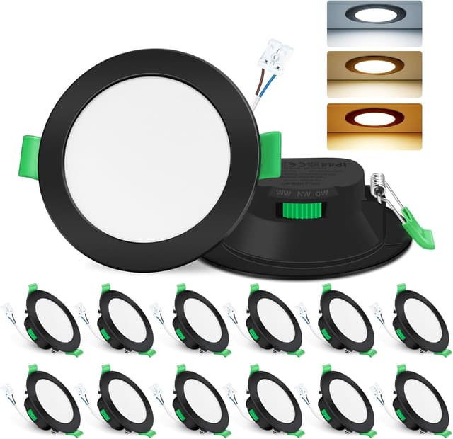 Detalle de ALUSSO LED Einbaustrahler 7 W, schwarz 12er Set