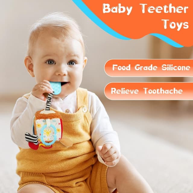 Detalle de Aolso Giocattoli Sonaglio da appendere in peluche ad alto contrasto, forma animale (0+ mesi)