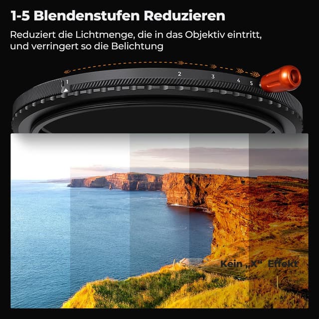 Detalle 1 de K&F CONCEPT 77mm Variabler ND2-32 Filter