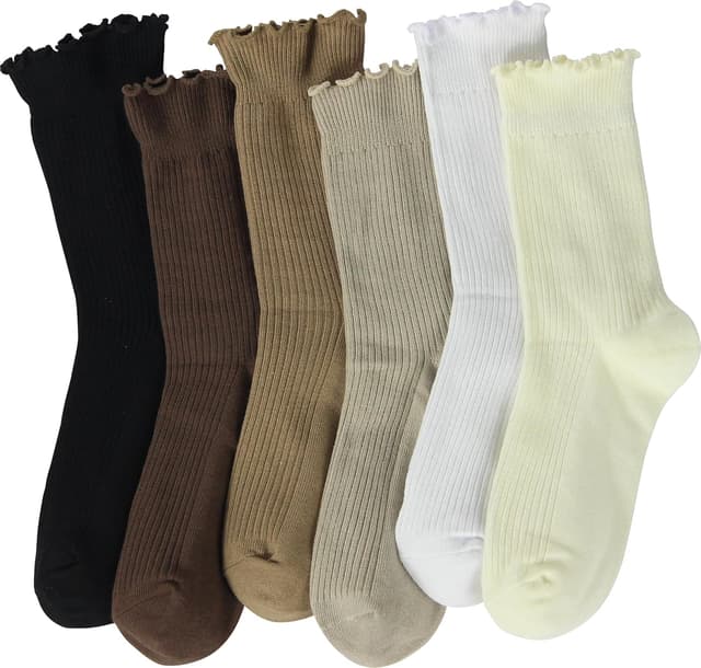Detalle 2 de BomKinta Ruffle Socks for Women – Lightweight Cotton Turn-Cuff Crew Socks