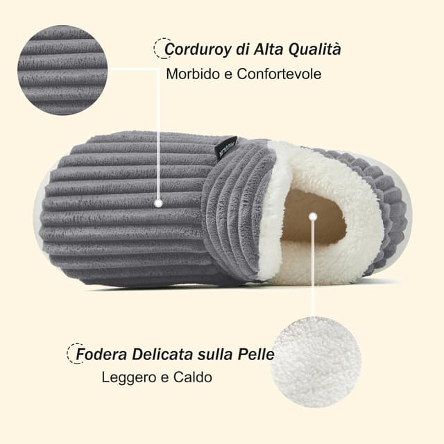 Detalle 2 de Donpapa ciabatte invernali chiuse con memory foam e suola antiscivolo