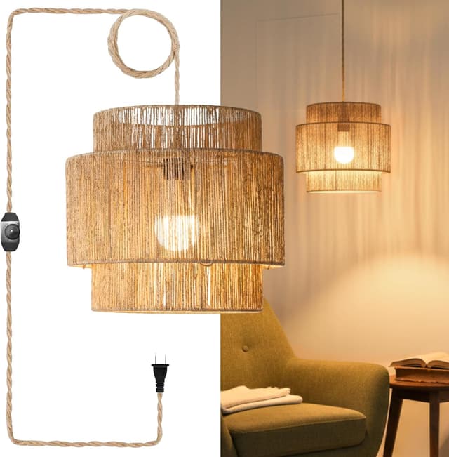 Imagen de Chi An Home 11.8" Boho Jute Pendant Light en OfertitasTOP