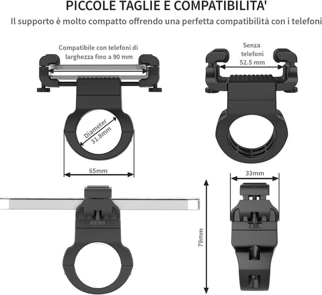Thumbnail 6 de UPPEL NUOVO supporto telefono per bici con rotazione 360° (larghezza 2,1–3,5 IN)