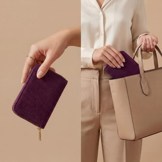 Detalle 2 de Milly Milk MillyMilk® Kord Geldbeutel Fondo (Berry) – Mini-Portemonnaie aus Cord für Karten, Münzen & Scheine