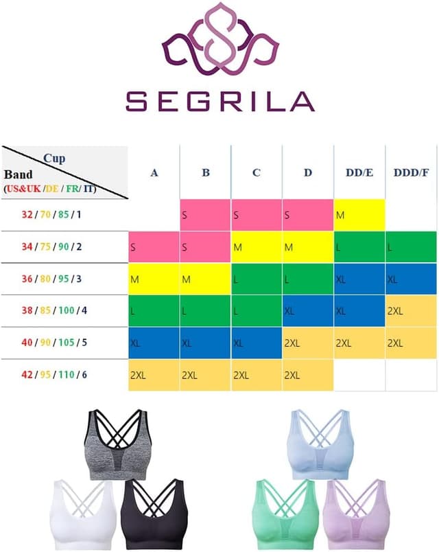 Detalle 2 de SEGRILA Women’s Sports Bras 3 Pack with Crisscross Back and Removable Pads