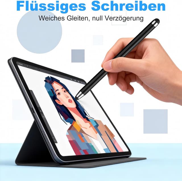 Detalle de 2-in-1 Tablet-Stift mit 20 Gummispitzen (0,35"/0,24") – 10 Touchstifte für Smartphone, Tablet & Laptop