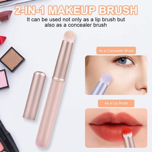 Detalle 2 de Pochette AOOWU pinceaux à lèvres portables (3 pièces) pour appliquer rouge à lèvres, gloss et fard