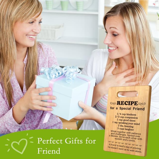 Detalle de Best Friend Birthday Gifts Bamboo Cutting Board for Women (Galentine’s, BFF Thank-You Gift)