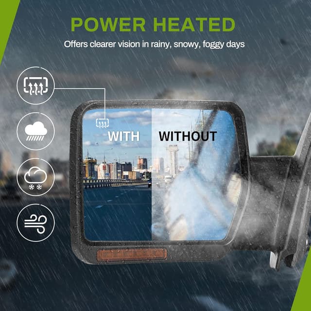 Detalle 2 de AUTOSAVER88 Left Driver Side Door Mirror for 2007–2014 Ford F-150 (Turn Signal, Puddle Light, Heated, Power, Manual Folding)