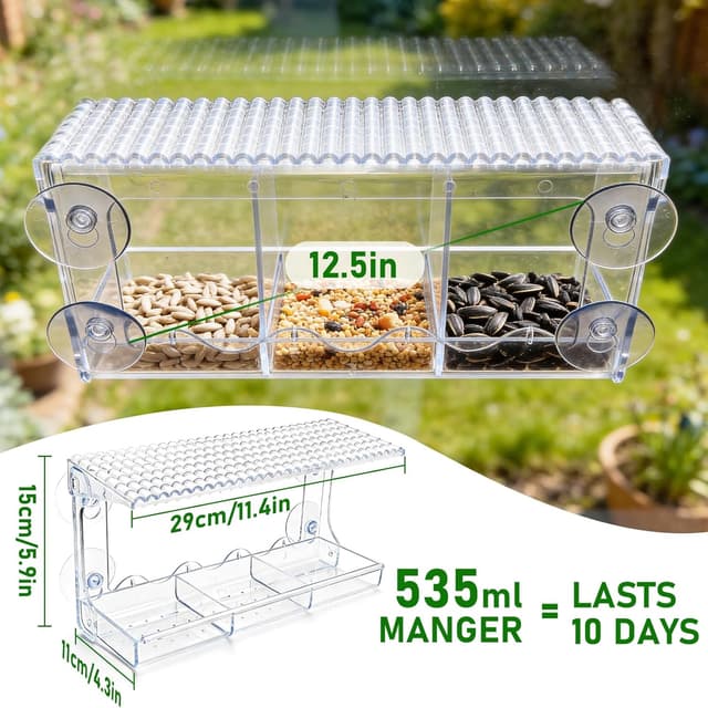 Detalle 2 de SUPERFA Clear Window Bird Feeder with 4 Suction Cups