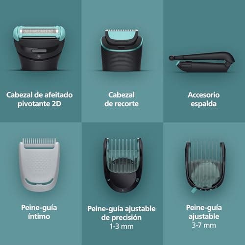 Detalle de Philips Afeitadora Corporal S7000 BG7480/15 para hombre con cabezal pivotante 2D y triple sistema de protección