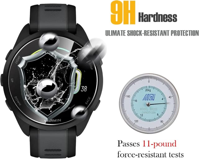 Detalle 1 de WFTE 4-Pack Screen Protectors for Garmin Forerunner 165/165 Music with Anti-dust Silicone Plugs