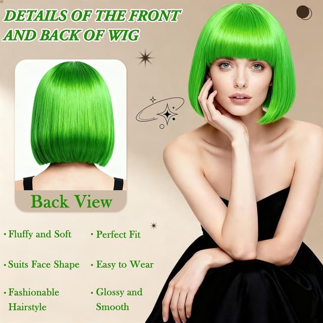 Thumbnail 4 de Perruque Femme Naturelle Courte Verte đ