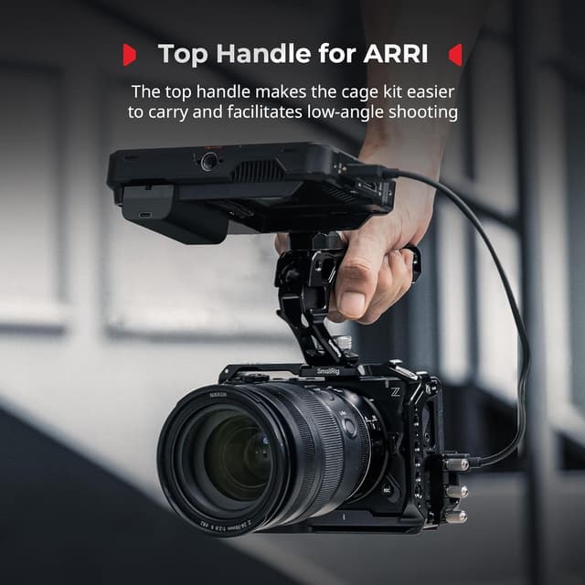 Detalle 2 de SmallRig Kit Cage pour Nikon ZR 5647 : cage complète avec grip silicone, poignée supérieure ARRI et plaque Arca