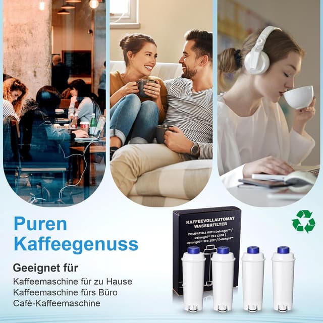 Detalle de Mutital 4er-Pack Wasserfilter für Kaffeevollautomaten (Ersatz für DeLonghi ECAM/ETAM/Dinamica/Magnifica/Autentica)