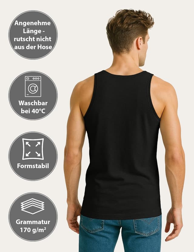 Detalle de ALPIDEX Herren Classic Unterhemd 5er-Set (Tank Top) aus 100% Baumwolle – Basic Feinripp