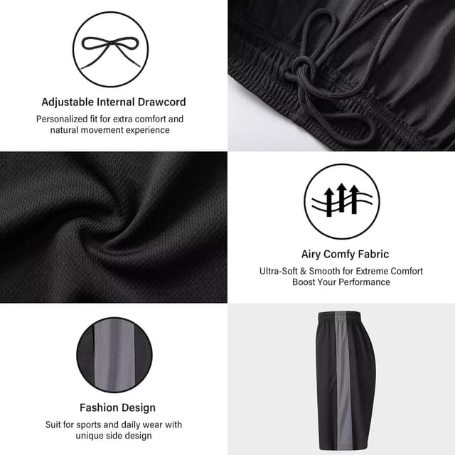 Detalle de LukBerd Men’s Long Athletic Shorts for Basketball & Gym (Camo, Quick-Dry with Pockets)