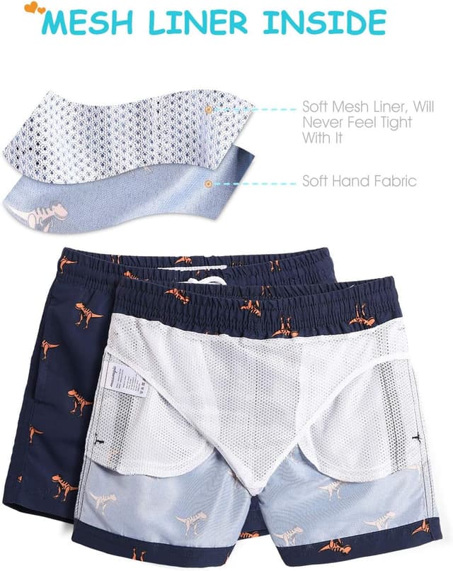 Detalle de MaaMgic Badeshorts für kleine Jungen mit Mesh-Futter, Schnell trocknend & verstellbarem Tunnelzug