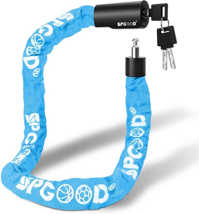 Detalle de SPGOOD Fahrradschloss mit Kette, 90 cm, 3 Schlüssel – 6 mm Kettenglieder & wasserdichte Abdeckung