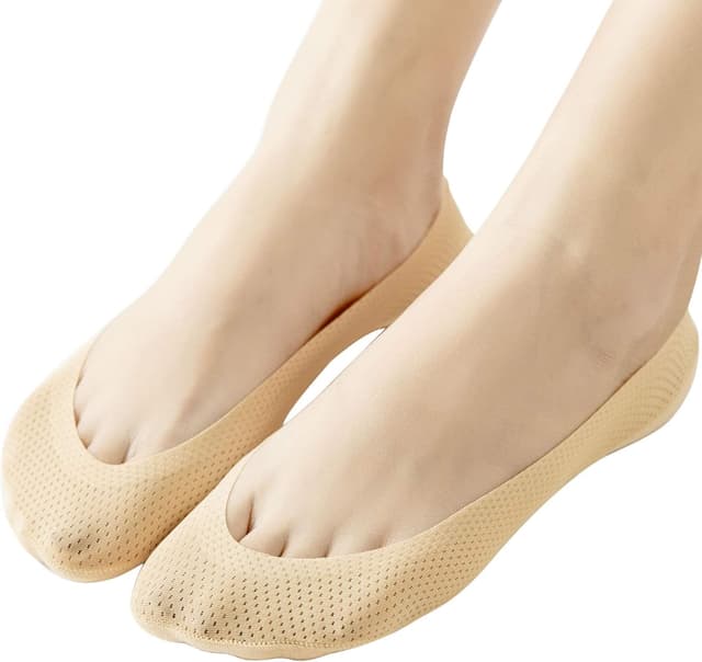 Detalle 2 de JARSEEN 4 paia di calzini fantasmini donna invisibili traspiranti, antiscivolo e con fondo in cotone