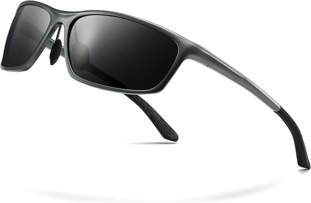 Detalle de SUNGAIT Classic Rectangle Polarised Sunglasses for Men with Al-Mg Metal Frame & Spring Hinge