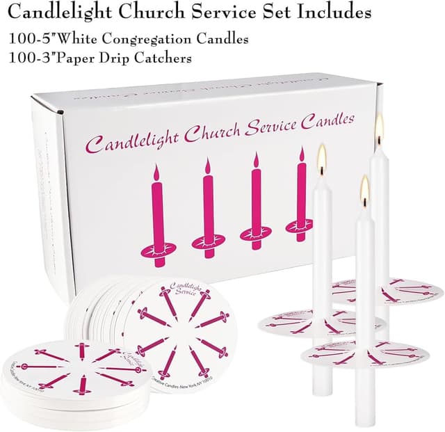 Detalle 2 de 100 White Taper Candles 5-Inch — Handheld Church Candles 🕯