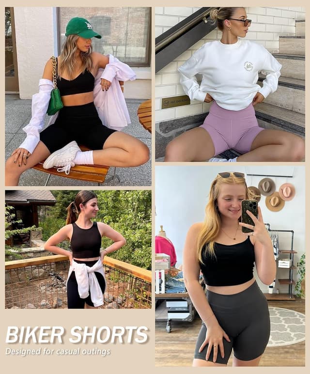 Detalle de VALANDY Creamlush women’s biker shorts with 8" high waist (S–5XL) – buttery soft, 4-way stretch