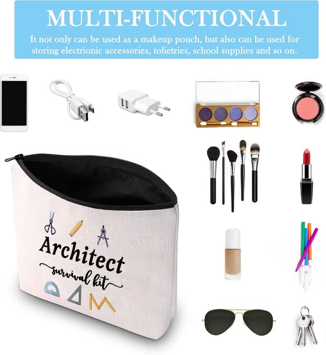 Detalle de JTOUK Architecture Student Gift Architect Survival Kit Zip Pouch Makeup Bag (Survival Kit Architect Bag EU)