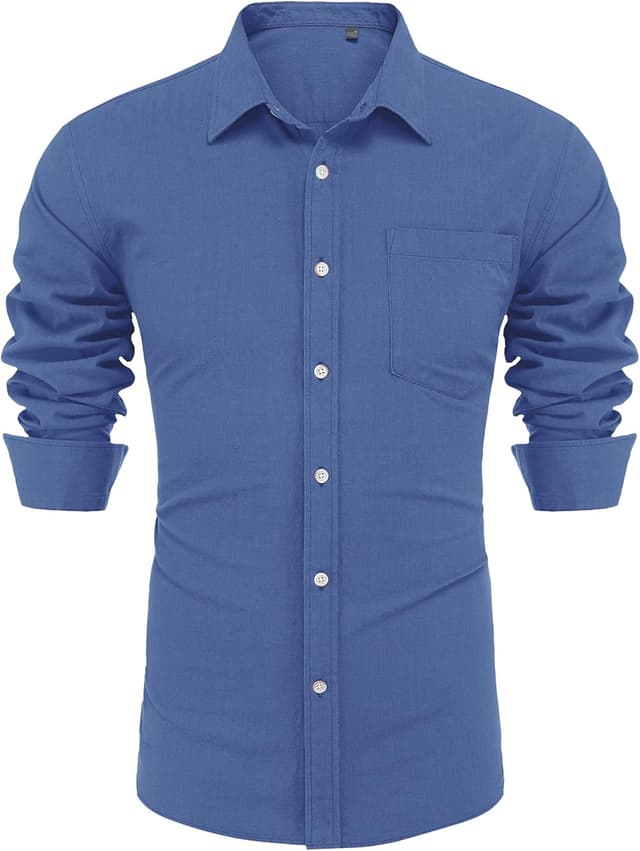 Detalle de J.VER Leinenhemd Herren Langarmhemd Regular Fit – Baumwolle/Leinen für Business & Sommer