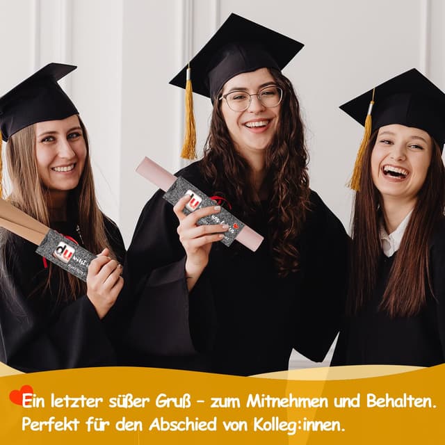 Detalle de JAYZUUM 10 Stück Filz-Hüllen für Duplo-Schokolade mit Herzdesign – Geschenkverpackung für Abschied, Neuanfang & Dankeschön