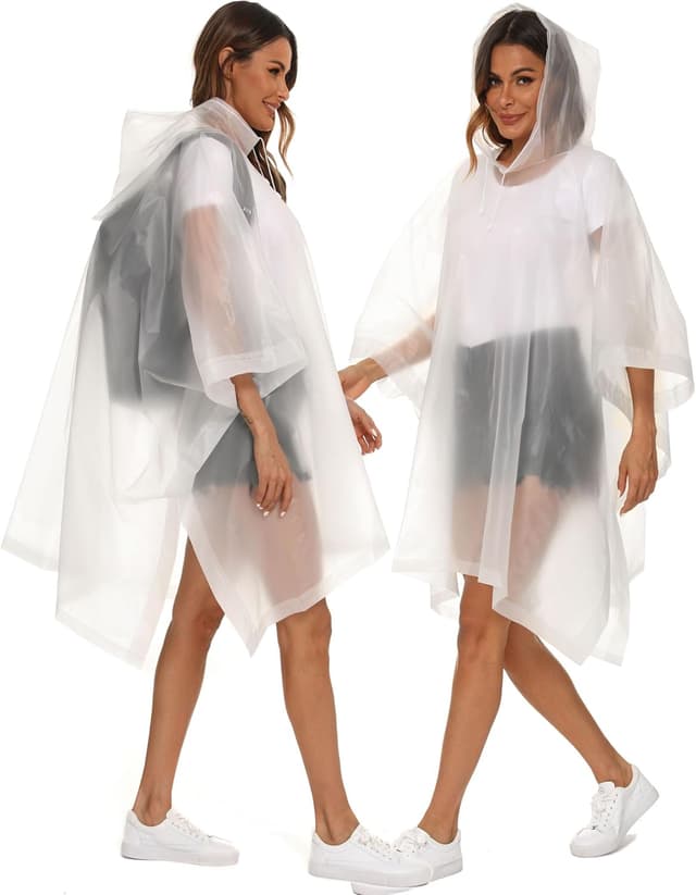 Detalle de Borogo 2-Pack Reusable Adult Rain Ponchos with Drawstring Hood (EVA)