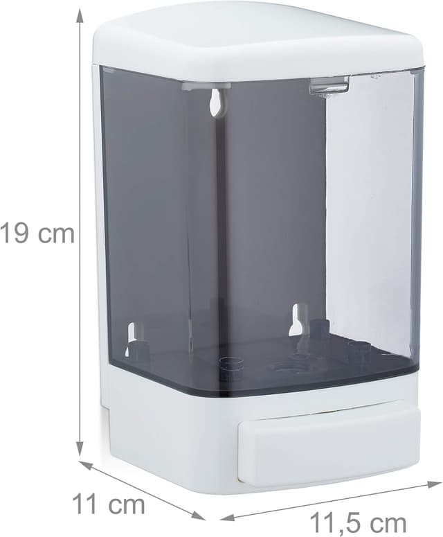 Detalle 2 de Relaxdays distributeur de savon mural rechargeable 1000 ml (blanc-noir)