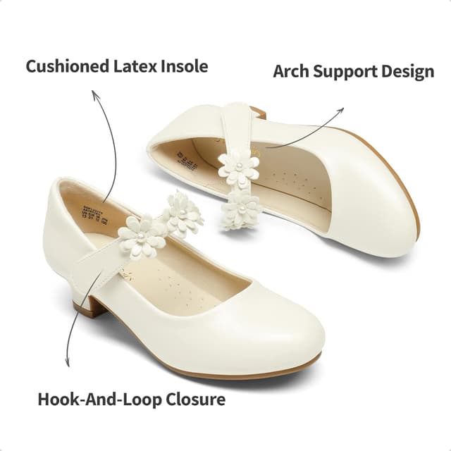 Detalle de DREAM PAIRS escarpins enfant princesse à paillettes et talon bloc de 3,3 cm