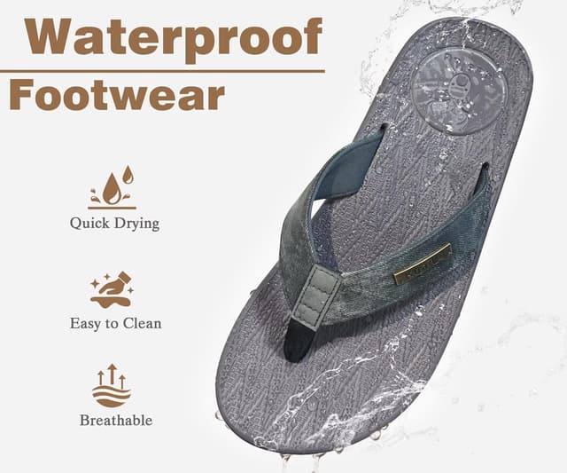 Detalle de KuaiLu Men’s Flip Flops with Arch Support, Cushioned Yoga Foam Footbed & Non-Slip Rubber Sole