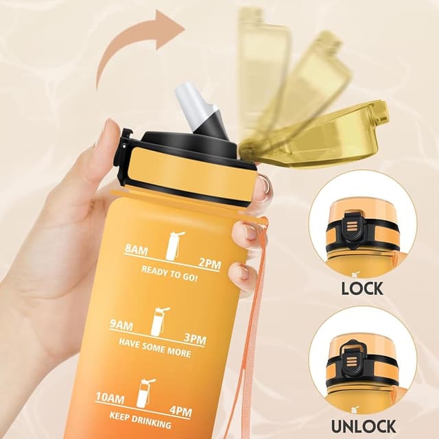 Detalle de Botella Agua 1000 ml con paja motivacional 🚰