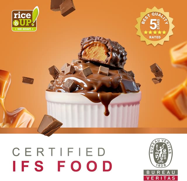 Detalle de RiceUP! Barre Protéinée Toffee Caramel au Collagène (12 x 42 g) – sans sucre ajouté