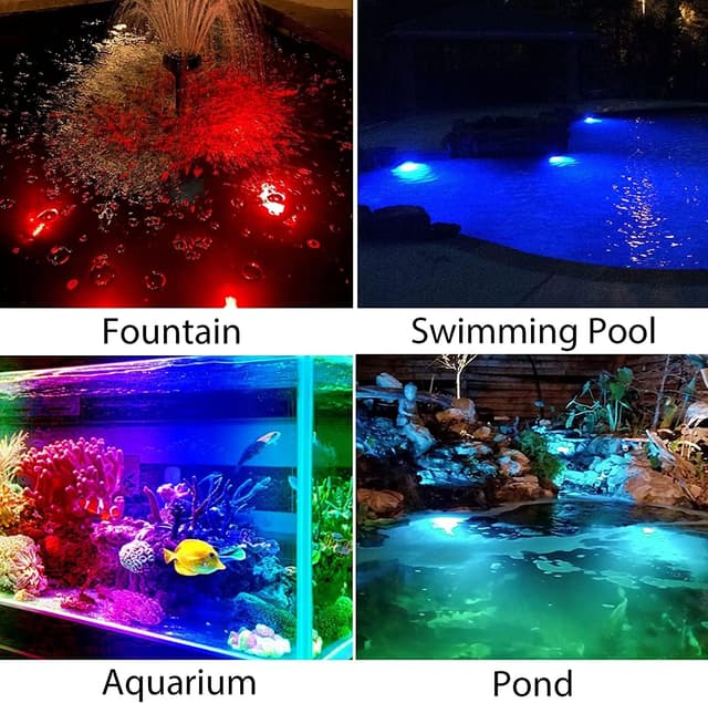 Detalle de NATPOW solar pond lights RGB 18 LEDs