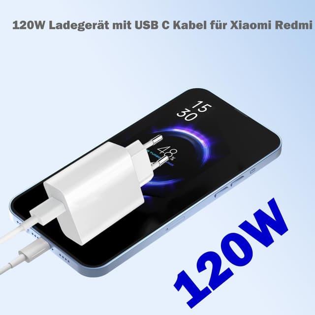 Detalle 2 de Caricabatteria USB-C 120W con cavo da 2 m per ricarica rapida Xiaomi e Redmi