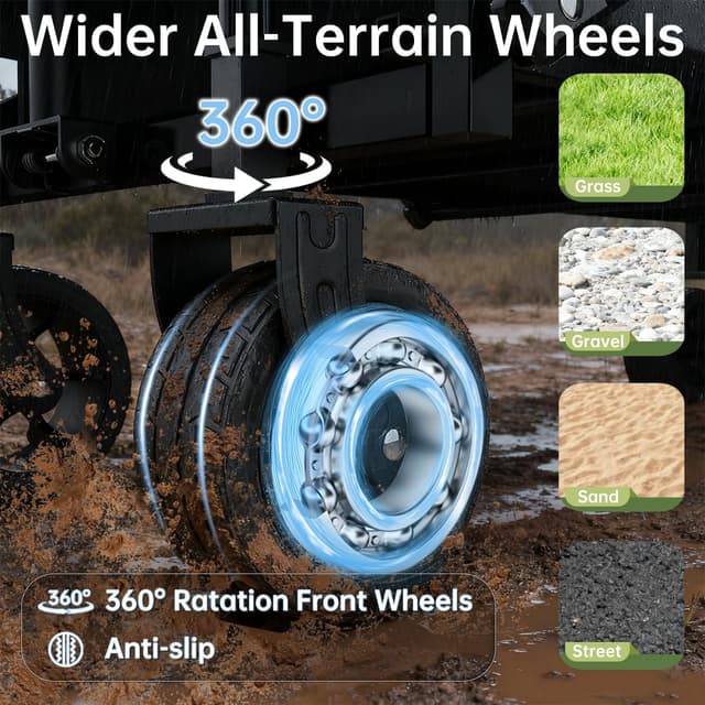 Thumbnail 4 de InBrave Extra Long Collapsible Wagon Cart (480LBS) with All-Terrain Wheels, Foldable Utility Cart for Beach, Camping & Shopping