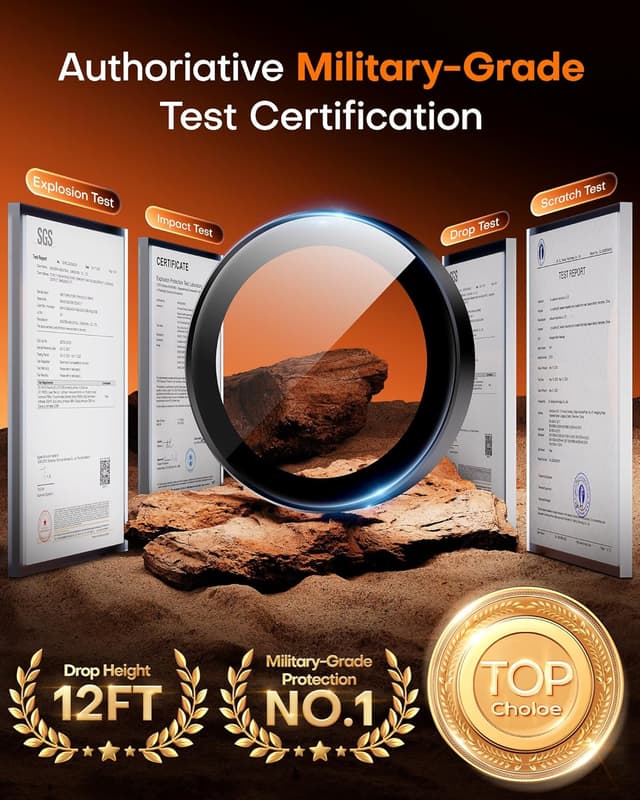 Detalle de TOCOL iPhone 16 Pro Max Camera Lens Protector 2-pack