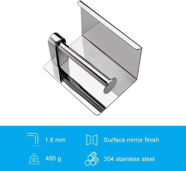 Detalle de Ibergrif Toilettenpapierhalter aus Edelstahl mit Ablage – 2 Montagearten (selbstklebend oder bohren), bis 10 kg