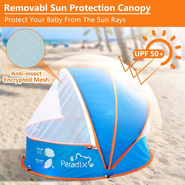 Detalle de Peradix 4-in-1 Pop Up Paddling Pool & Ball Pit Tent with UV Canopy and Mosquito Net