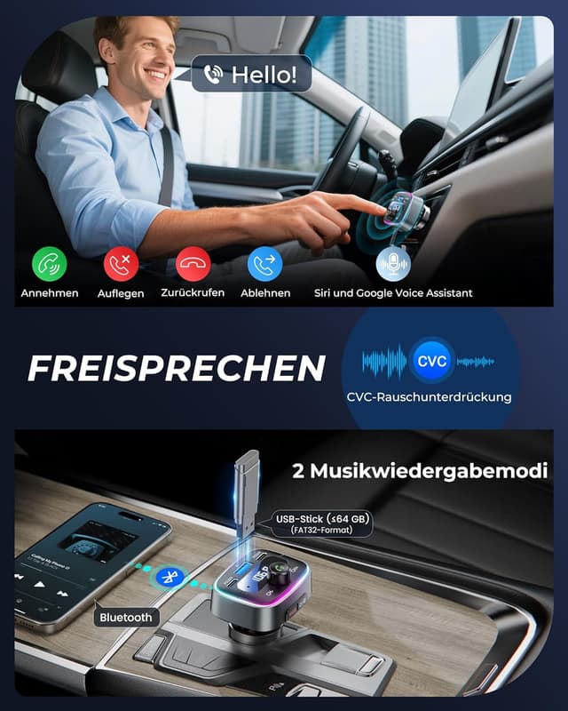 Thumbnail 5 de LENCENT Bluetooth 5.4 FM Transmitter 60 W