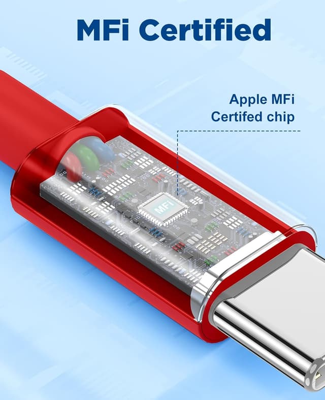 Detalle de Ertra-Long Extra Long USB-C Cable (2-pack, 15ft total) USB-A to USB-C Fast Charging for iPhone, iPad, Samsung, and more (Red)
