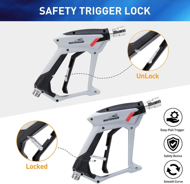 Detalle de LKEVREG 4350 PSI high pressure washer gun with 5 nozzle tips and M22 (14mm) connector